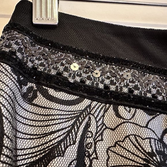 Black and White Skirt with Mesh and Sequin Detail - Picture 2 of 4